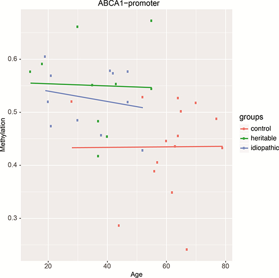 The methylation status of the ABCA1 promoter is not related to age in PEC from controls, and idiopathic and heritable PAH.