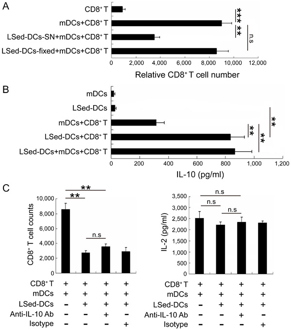 The role of IL-10 in LSed-DC-mediated CD8