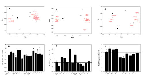 A-F: Metabolomic analysis of metformin treated ALDHbright cells.