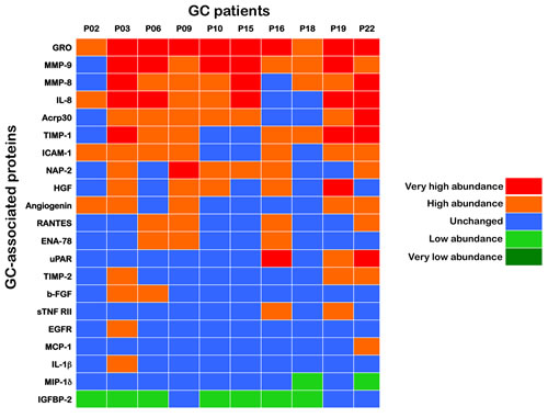 Figure 2:INPROGAS: A 21-protein signature that discriminates GC from noncancerous gastric mucosa.