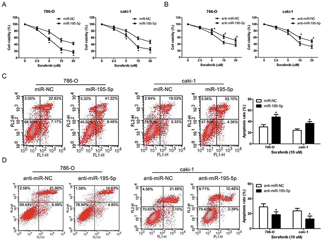 miR-195-5p enhanced RCC cells chemosensitivity to sorafenib.