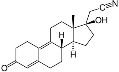 Chemical structure of the progestogen dienogest.