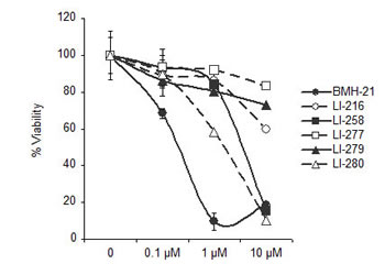 Cell viability assay on selected derivatives.