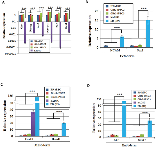 Quantitative RT-PCR analysis of Glis3-iPSCs.