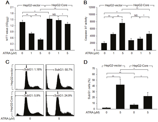 HCV Core overcomes ATRA-induced apoptosis in a human hepatoma cell line, HepG2.