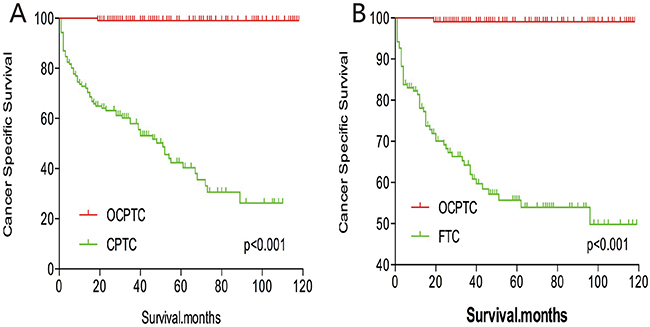 Kaplan Meier curves of cancer-specific mortality for matched subtype pairs.