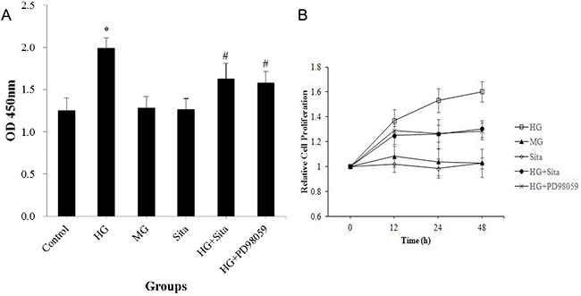 Sitagliptin inhibited the HG-induced proliferation in VSMCs.