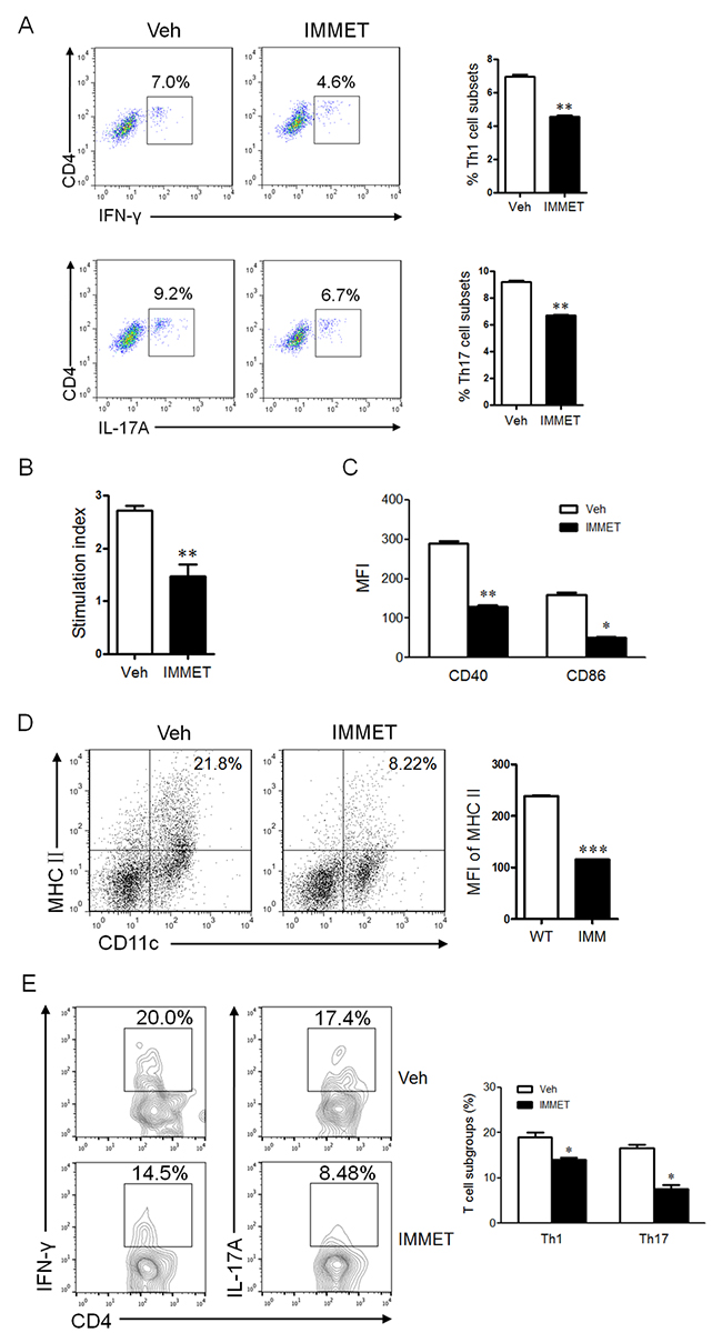 The treatment of immethridine could affect the differentiation and function of immune cells in EAE mice.