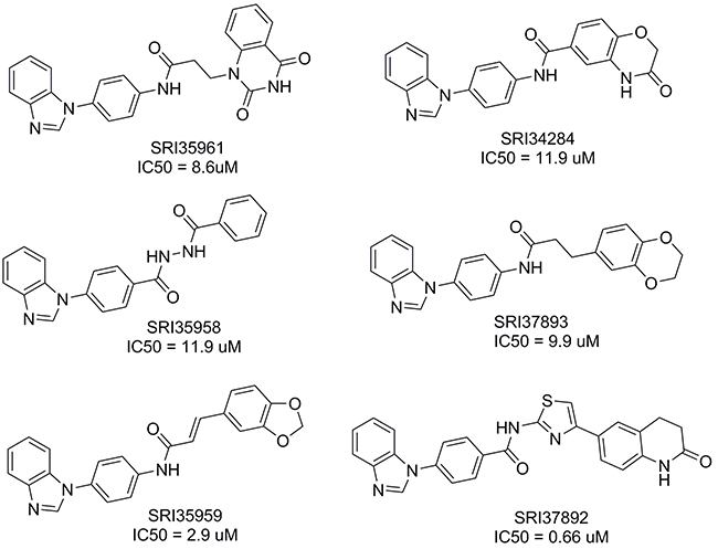 Structures of the identified small molecule Fzd7 inhibitors.