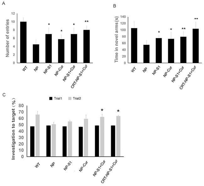 PLGA NPs attenuated memory defects in AD model mice.