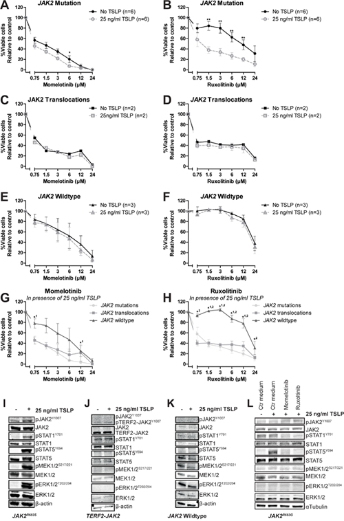 The effect of TSLP stimulation on the efficacy of JAK inhibitors.