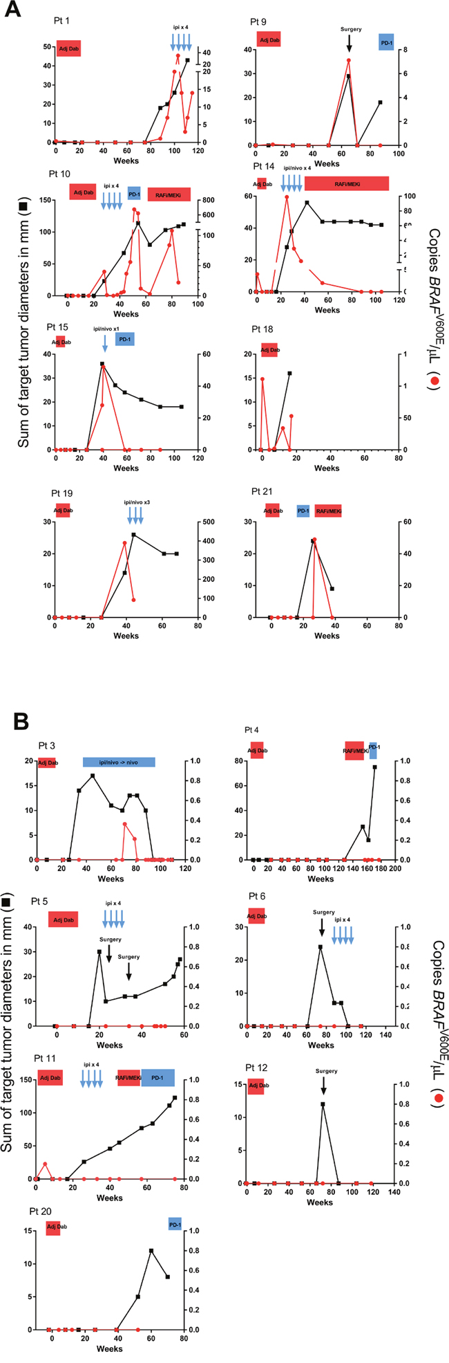 Correlation of radiographic evaluation and tumor-derived cfDNA analysis among 15 patients who relapsed.