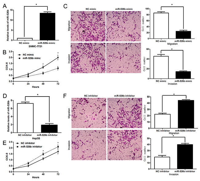 miR-526b inhibits proliferation, migration and invasion of HCC cells.