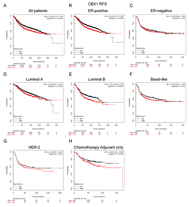 The prognostic values of CBX1 in breast cancer.