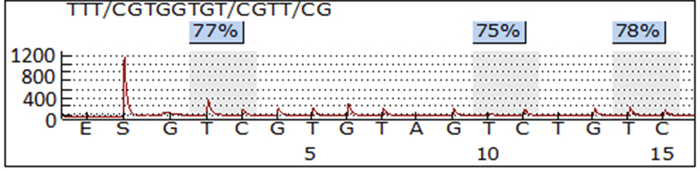 A representative pyrosequencing image of LINE-1 methylation assay.