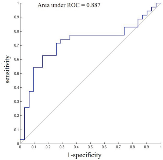 ROC curves and AUC of the final SVM model (the left DFC) for each patient.