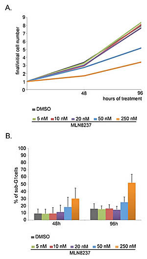 Dose-dependent effects of MLN8237 on cell growth and viability.
