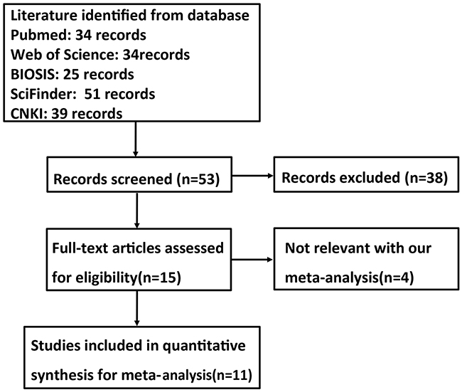 Flow diagram of the selection process in this meta-analysis.