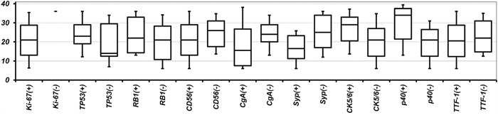 Number of genetic variants according to immunohistochemical profile.