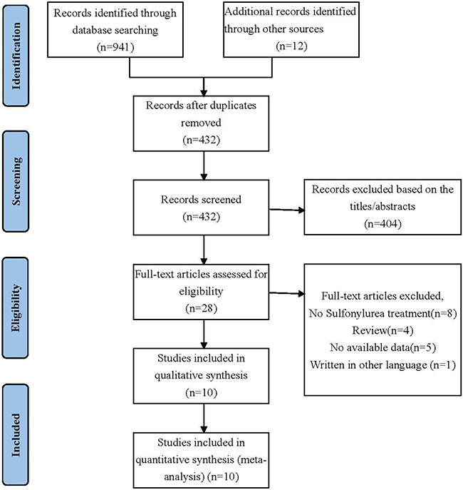 Selection process for the studies included in the meta-analysis.