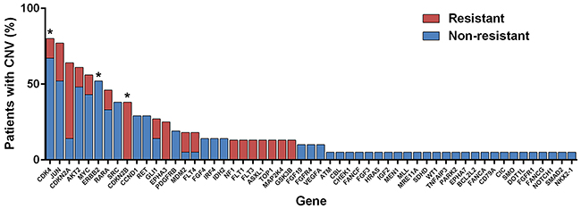 Copy number alterations (CNAs) observed by phenotype.