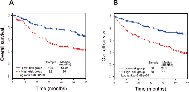 Survival analyses of all CRC patients stratified by tumor stage with the four-lncRNA signature.