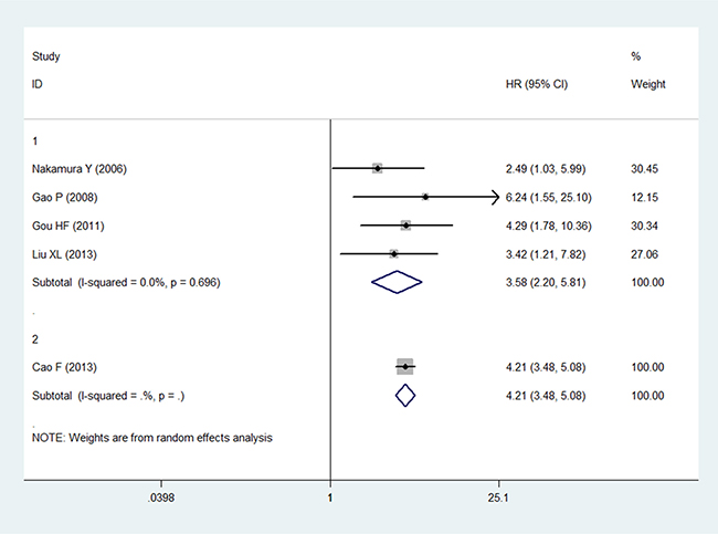 Forest plot showing the association between LVD and OS in the subgroup analysis.