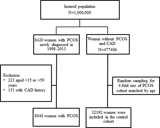 Flow chart for establishing study cohorts with and without polycystic ovary syndrome.
