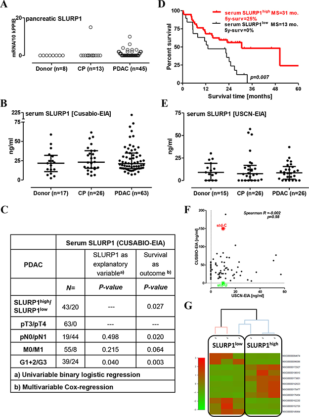 High level of circulating SLURP1 is associated with better survival in operable PDAC patients.