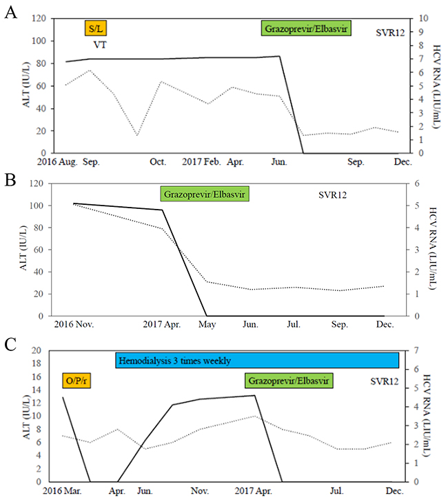 Clinical courses of 3 cases in the present study.