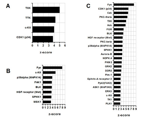 Comparative analysis of MDSC kinases.