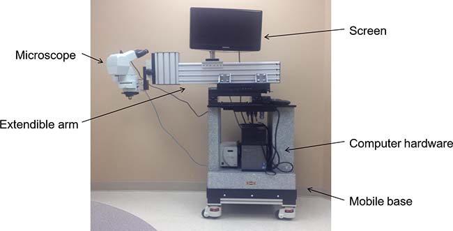 Depiction of the novel intravital microscope for human use.