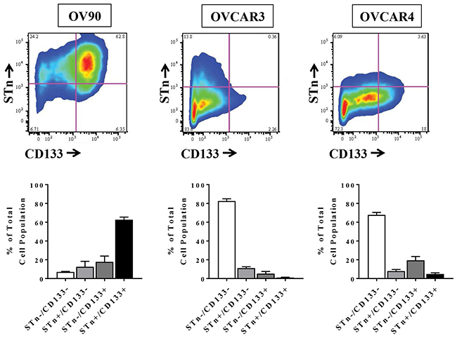 STn and CD133 are co-expressed in human ovarian cancer cell lines.