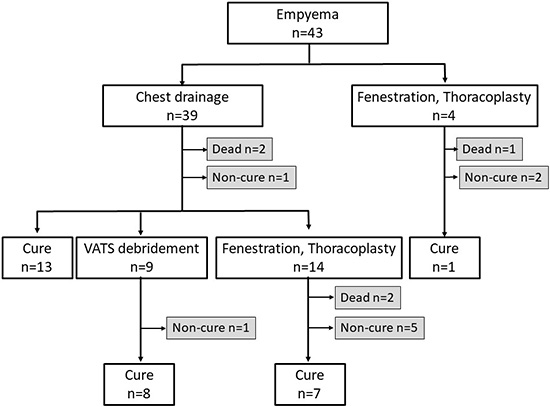 Treatment flowchart of postoperative empyema.