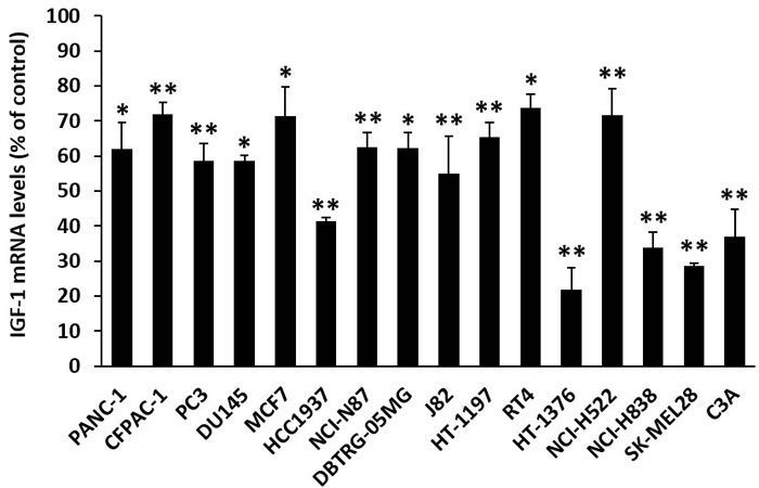 MR-409 down-regulates IGF-1 expression in cancer cells.