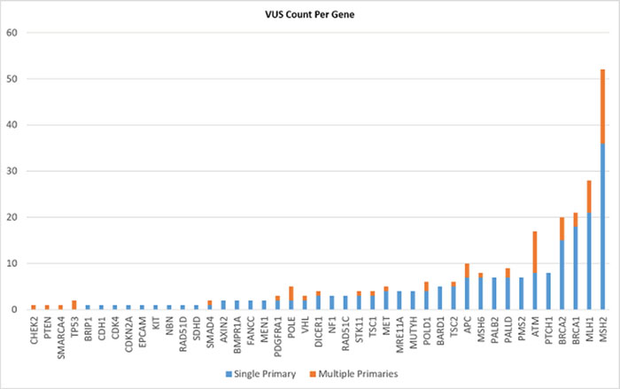 Variants of uncertain significance &#x2013; VUS count per gene.