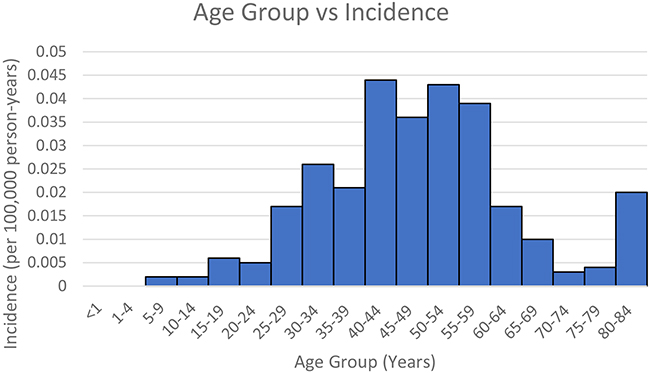 Group B &#x2013; Age group vs Incidence.
