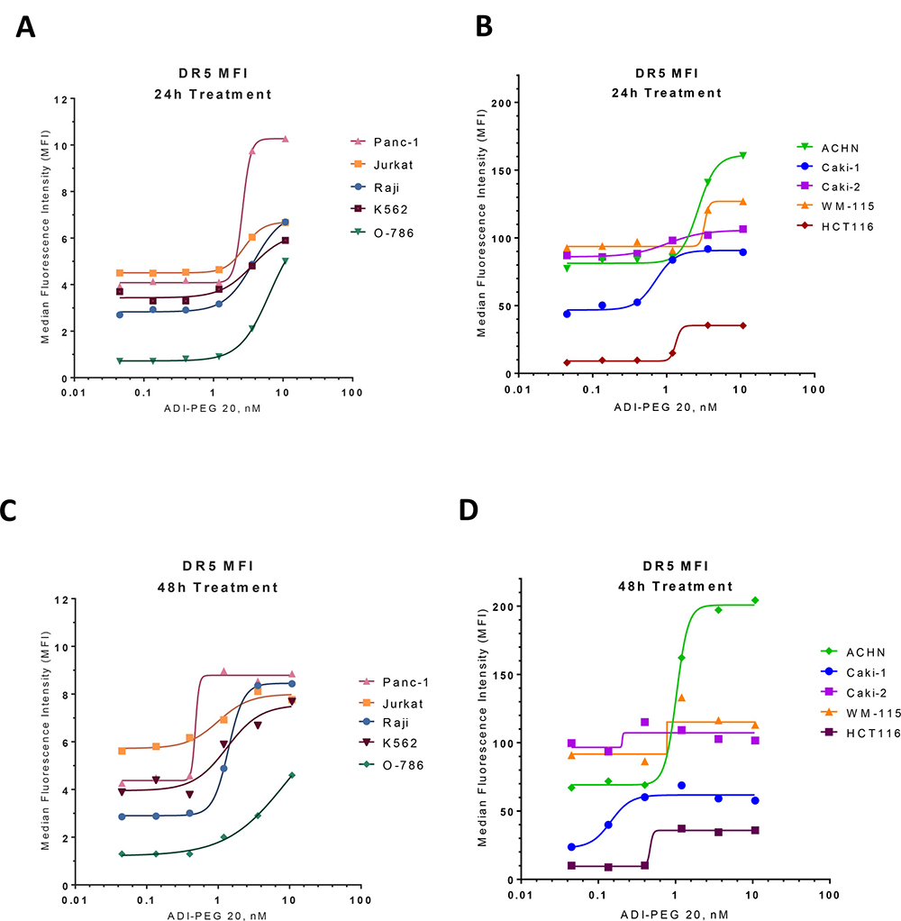 ADI up-regulates expression of TRAIL receptor DR5.