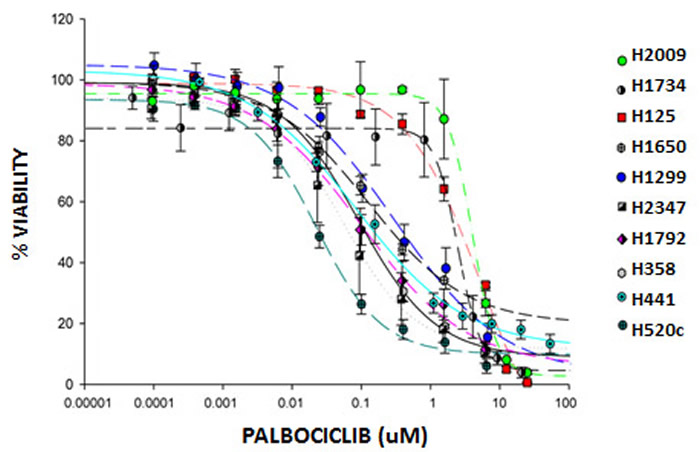 Palbociclib inhibits growth of NSCLC cell lines.