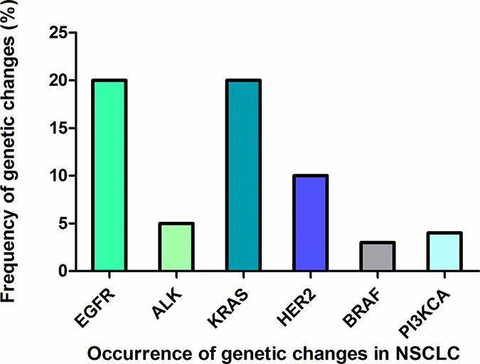 Occurrence of genetic changes in NSCLC.