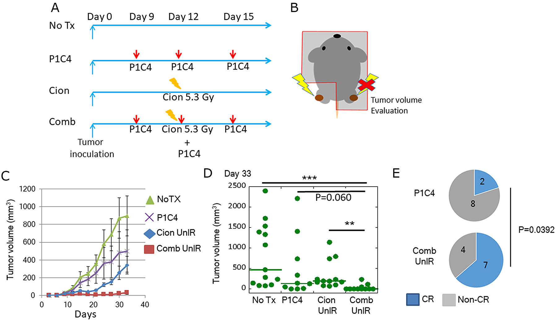 Evaluation of tumor volume change at distant tumors.