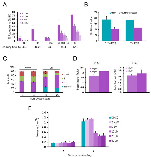 VER-246608 induces context-dependent cytostasis in PC-3 cells.