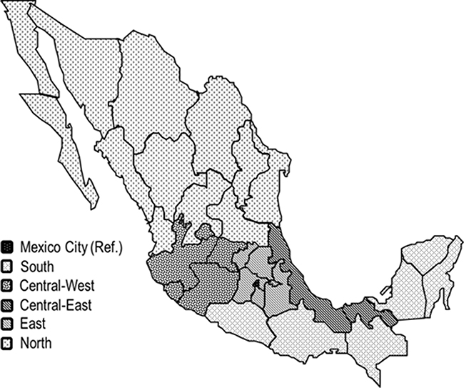 Birthplace according geographic regions.