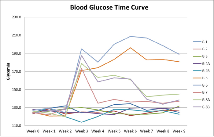 Blood glucose time curve.