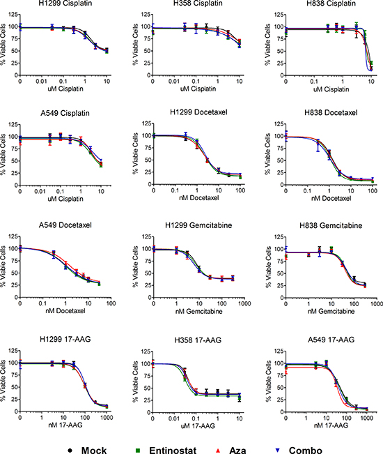 Epigenetic priming does not alter sensitivity of NSCLC cell lines to subsequent chemotherapy.