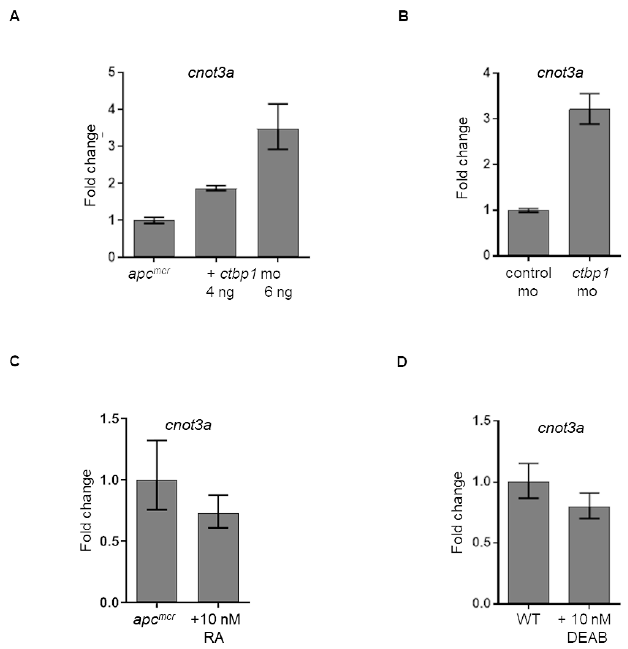 Regulation of cnot3a expression by ctbp1.