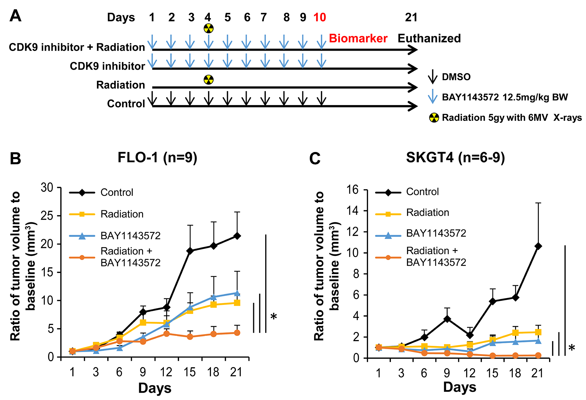 CDK9 inhibitor enhances sensitization of radiation in esophageal adenocarcinoma xenografts.