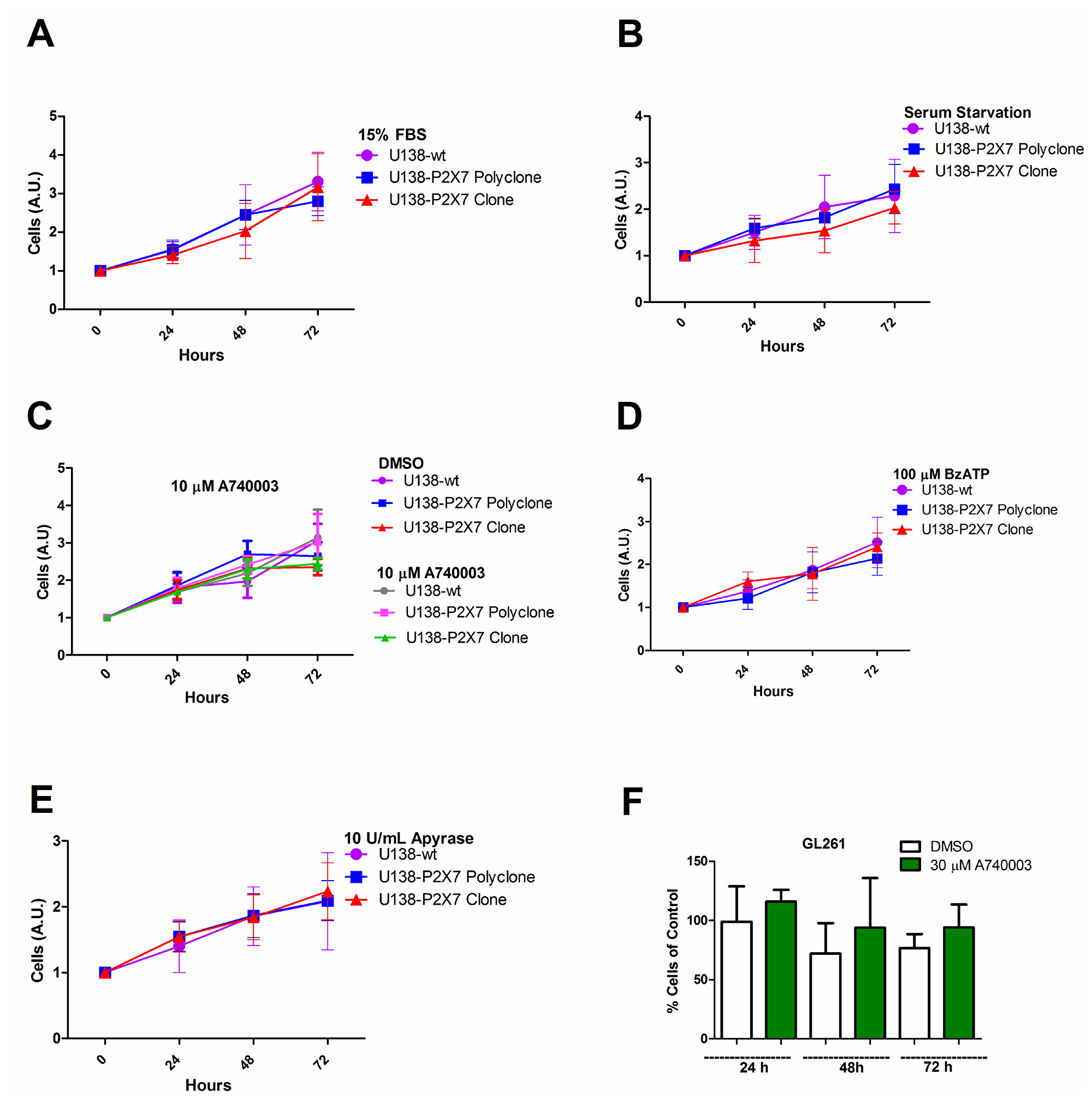 P2X7R expression does not affect in vitro glioma cell proliferation in low glucose DMEM.