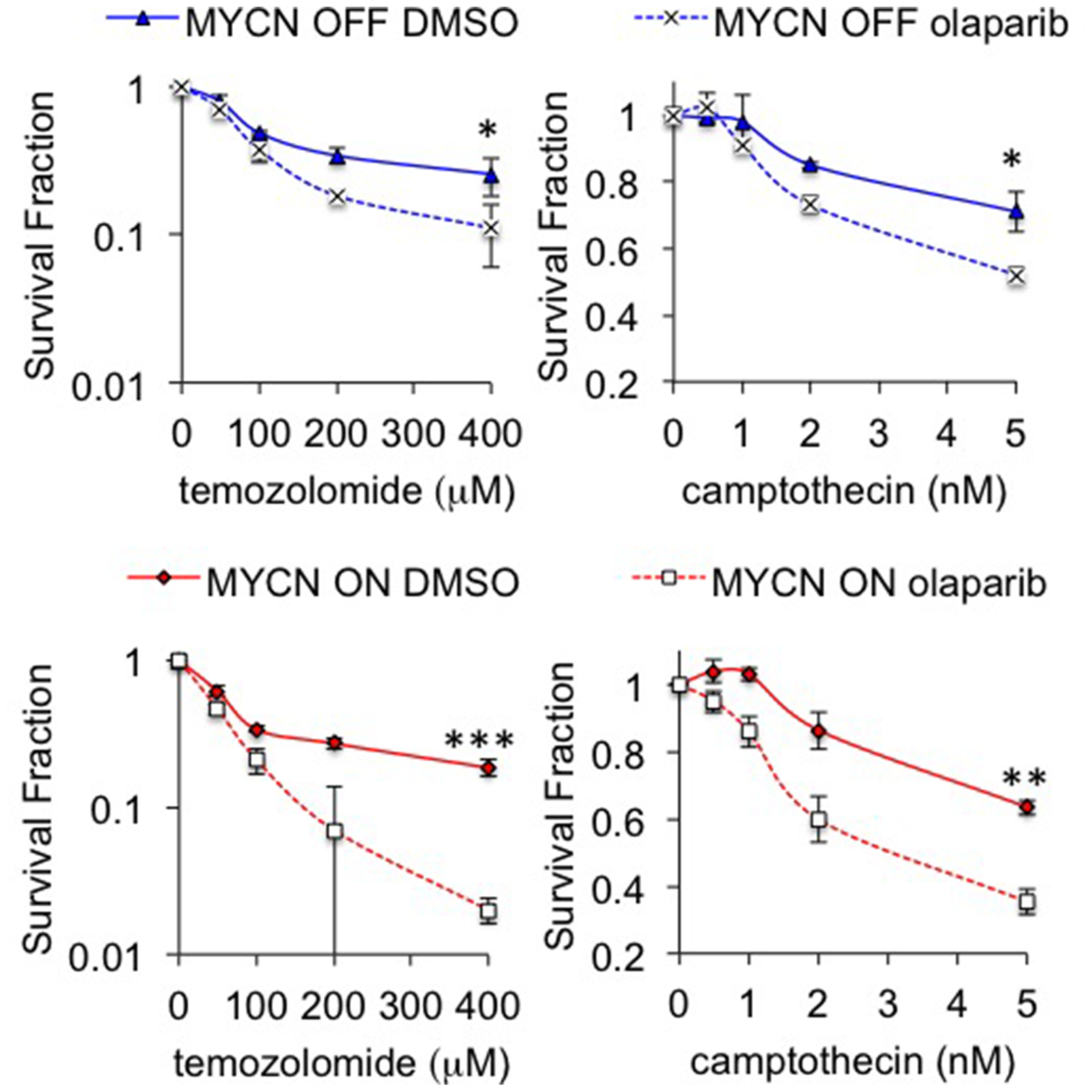 Inhibition of PARP sensitizes NB cells to camptothecin and temozolomide.