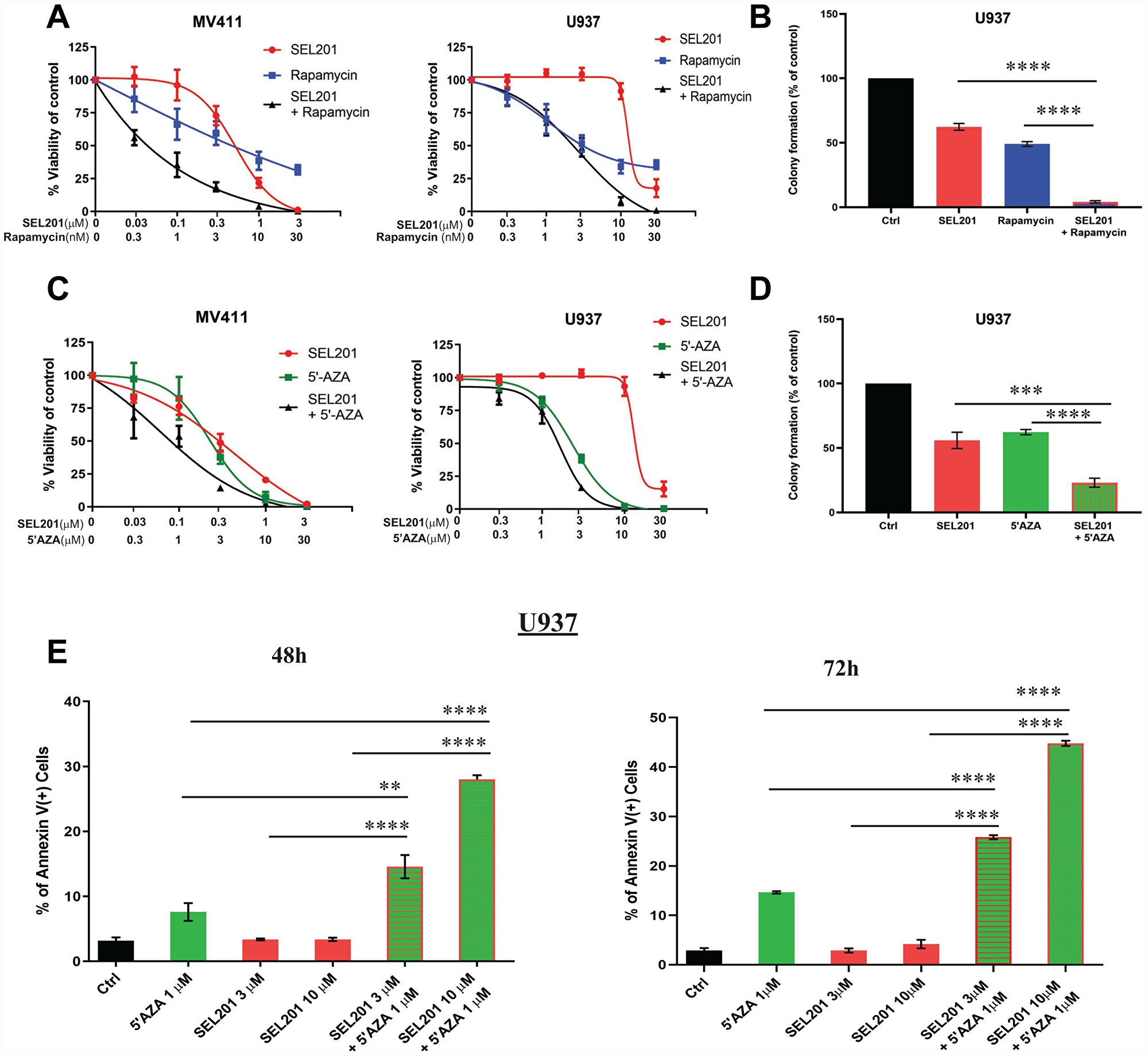 Enhanced antileukemic effects of MNK inhibition combined with rapamycin or 5'-azacytidine.